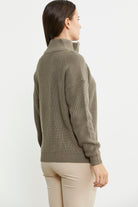 Yarım Balıkçı Yaka  Fermuarlı Yün Triko Kazak - Sütlü Kahve - Sementa