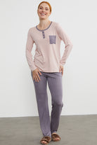 Yıldız Desen Kombinli Pijama Takım - Pudra (4) Sementa