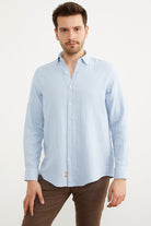 Yumuşak Dokulu Uzun Kol Gömlek - Buz Mavi (1) Sementa