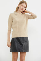 Yünlü Kısa Kol Yakalı Triko Kazak - Somon (3) Sementa