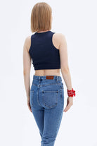 Yüzücü Model Crop Tshirt - Lacivert (4) Sementa