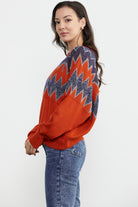 Zik Zak Desenli Kalın Triko Kazak - Koyu Oranj (4) Sementa