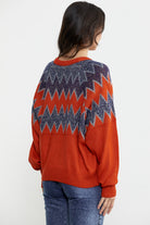 Zik Zak Desenli Kalın Triko Kazak - Koyu Oranj (5) Sementa