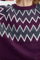 Zik Zak Desenli Kalın Triko Kazak - Mor (5) Sementa