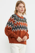 Zik Zak Desenli Kalın Triko Kazak - Taba (2) Sementa