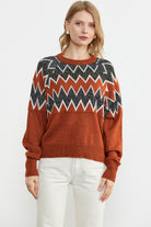 Zik Zak Desenli Kalın Triko Kazak - Taba (3) Sementa