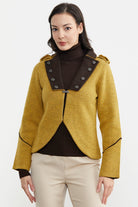 Zımba Detaylı Triko Ceket - Güneş - Kahverengi (1) Sementa