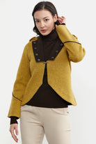 Zımba Detaylı Triko Ceket - Güneş - Kahverengi (2) Sementa