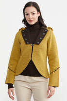 Zımba Detaylı Triko Ceket - Güneş - Kahverengi (3) Sementa