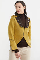 Zımba Detaylı Triko Ceket - Güneş - Kahverengi (4) Sementa