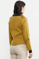 Zımba Detaylı Triko Ceket - Güneş - Kahverengi (5) Sementa