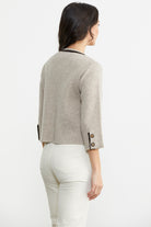 Zincir Detaylı Kalın Yünlü Triko Ceket - Vizon - Kahverengi (5) Sementa