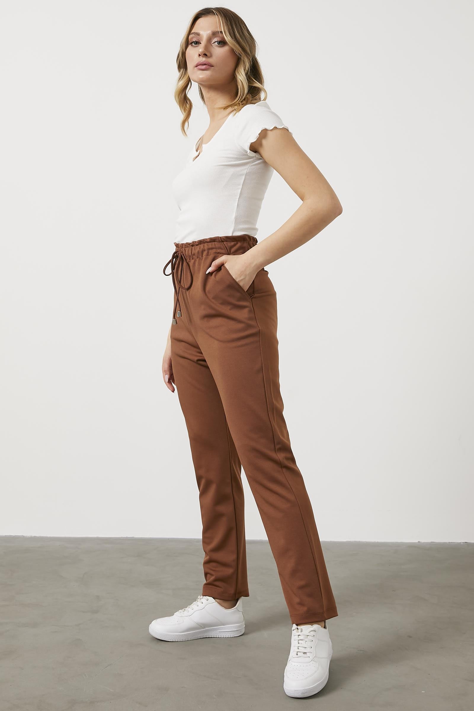 Büyük Beden Beli Lastikli Eşofman Altı - Taba (3) Sementa