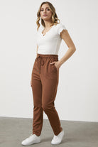 Büyük Beden Beli Lastikli Eşofman Altı - Taba (4) Sementa