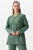 Büyük Beden Fermuarlı Eşofman Takım - Yeşil (3) Sementa