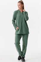 Büyük Beden Fermuarlı Eşofman Takım - Yeşil (4) Sementa