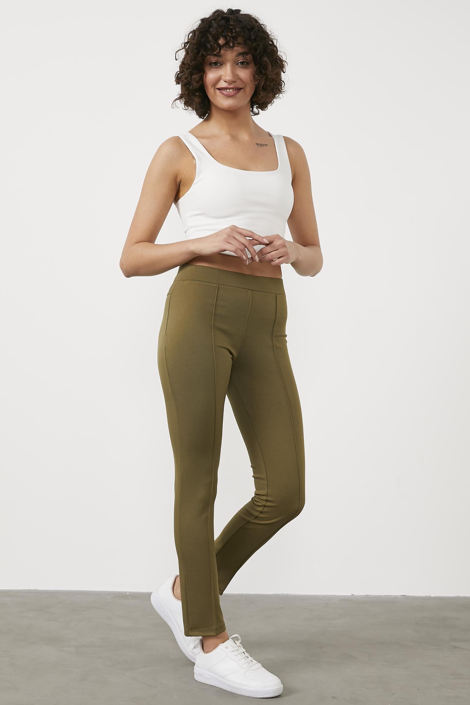 Plus Size Lycra Leggings Pants Khaki