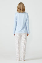 Cep Detaylı Desenli Kadın Pijama Takımı - Mavi (5) Sementa