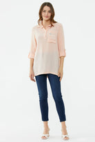 Cep Detaylı Krep Uzun Gömlek - Somon (1) Sementa