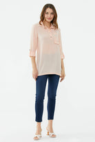 Cep Detaylı Krep Uzun Gömlek - Somon (2) Sementa