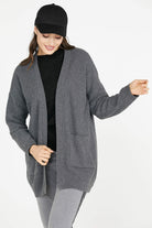 Cepli Uzun Triko Hırka - Koyu Gri (2) Sementa