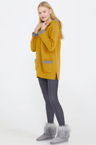 Cepli ve Kapüşonlu Kadın Triko Ceket - Güneş - Gri (3) Sementa