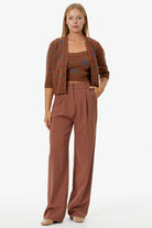 Çiçek Motifli Crop Triko Takım - Taba (1) Sementa