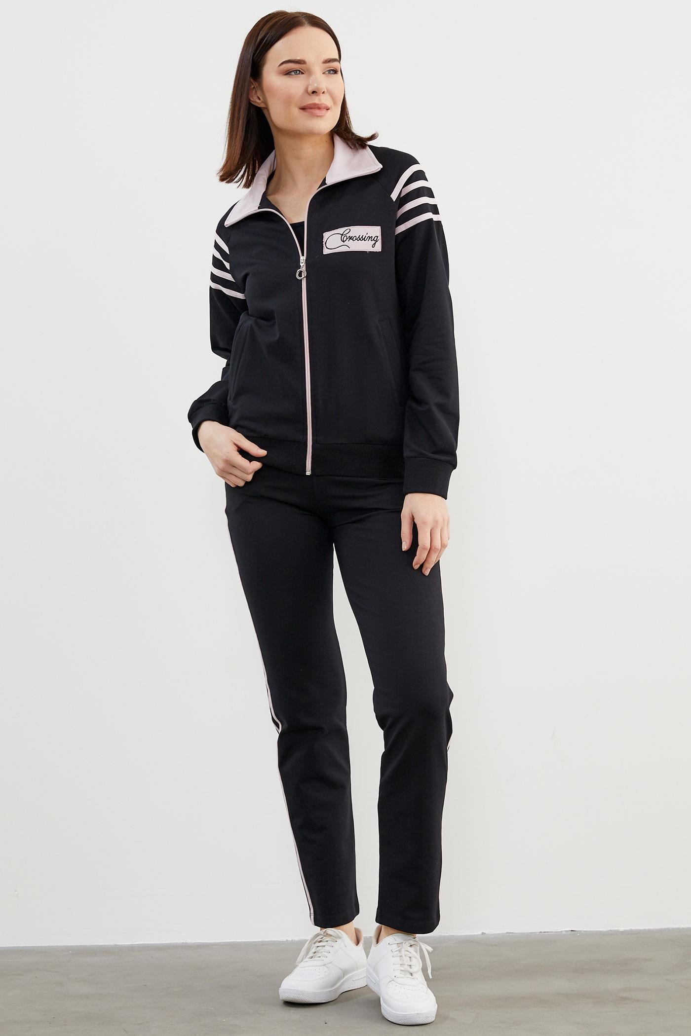 Çizgi Detaylı Dik Yaka Eşofman Takım - Siyah (2) Sementa