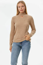 Damla Yaka İnci Detaylı Triko Kazak - Kamel (1) Sementa