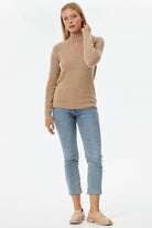 Damla Yaka İnci Detaylı Triko Kazak - Kamel (2) Sementa