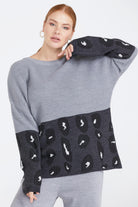 Desenli Kadın Triko Kazak - Gri (1) Sementa