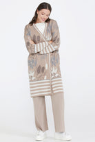 Desenli Triko Kadın Ceket - Bej (2) Sementa