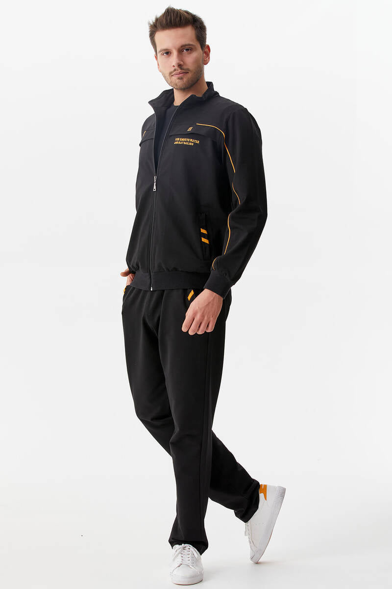 Dik Yaka Fermuarlı Eşofman Takım - Siyah (1) Sementa