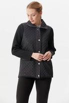 Dik Yaka Zımbalı Önü Kapitone Triko Ceket - Siyah (1) Sementa