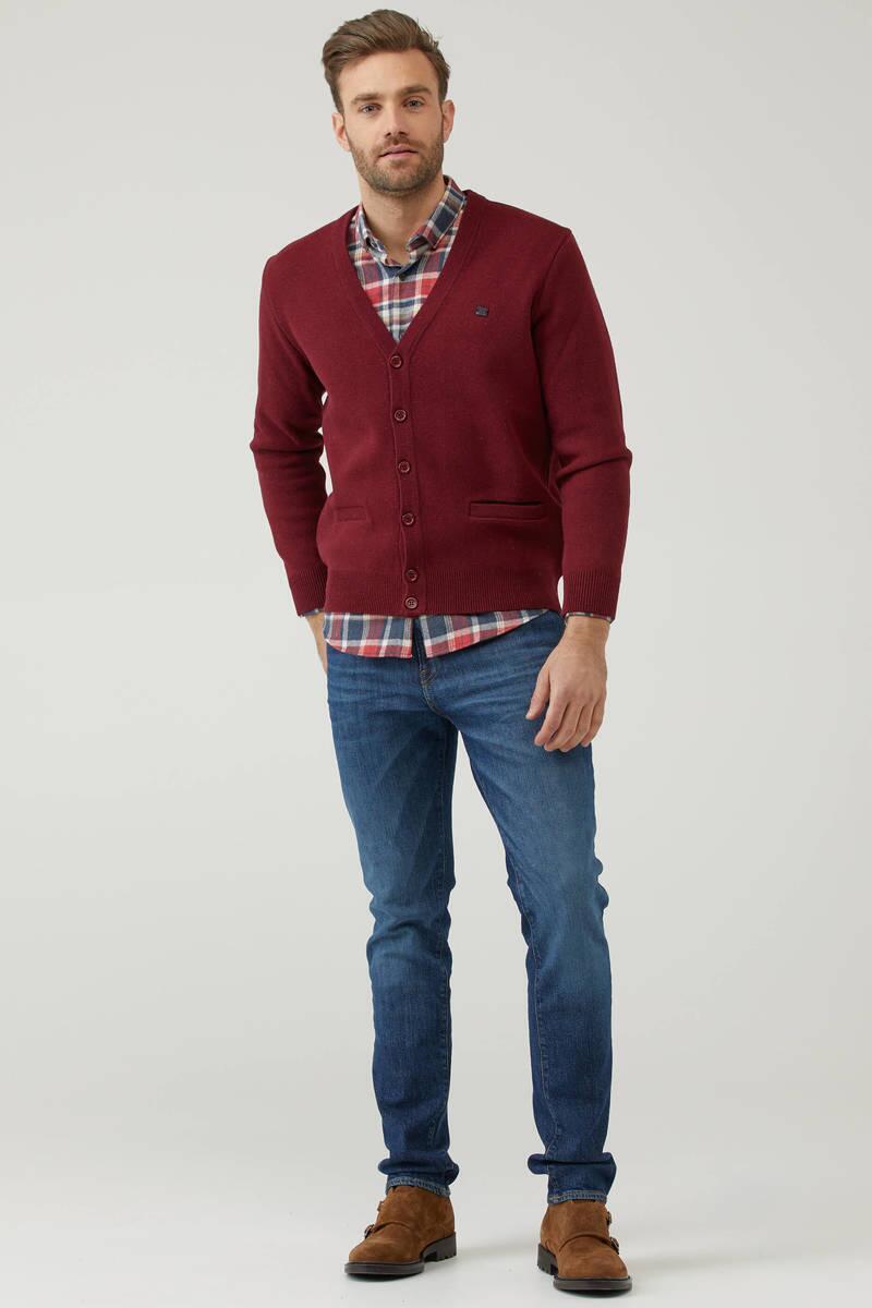 Erkek Cepli Triko Hırka - Bordo (1) Sementa