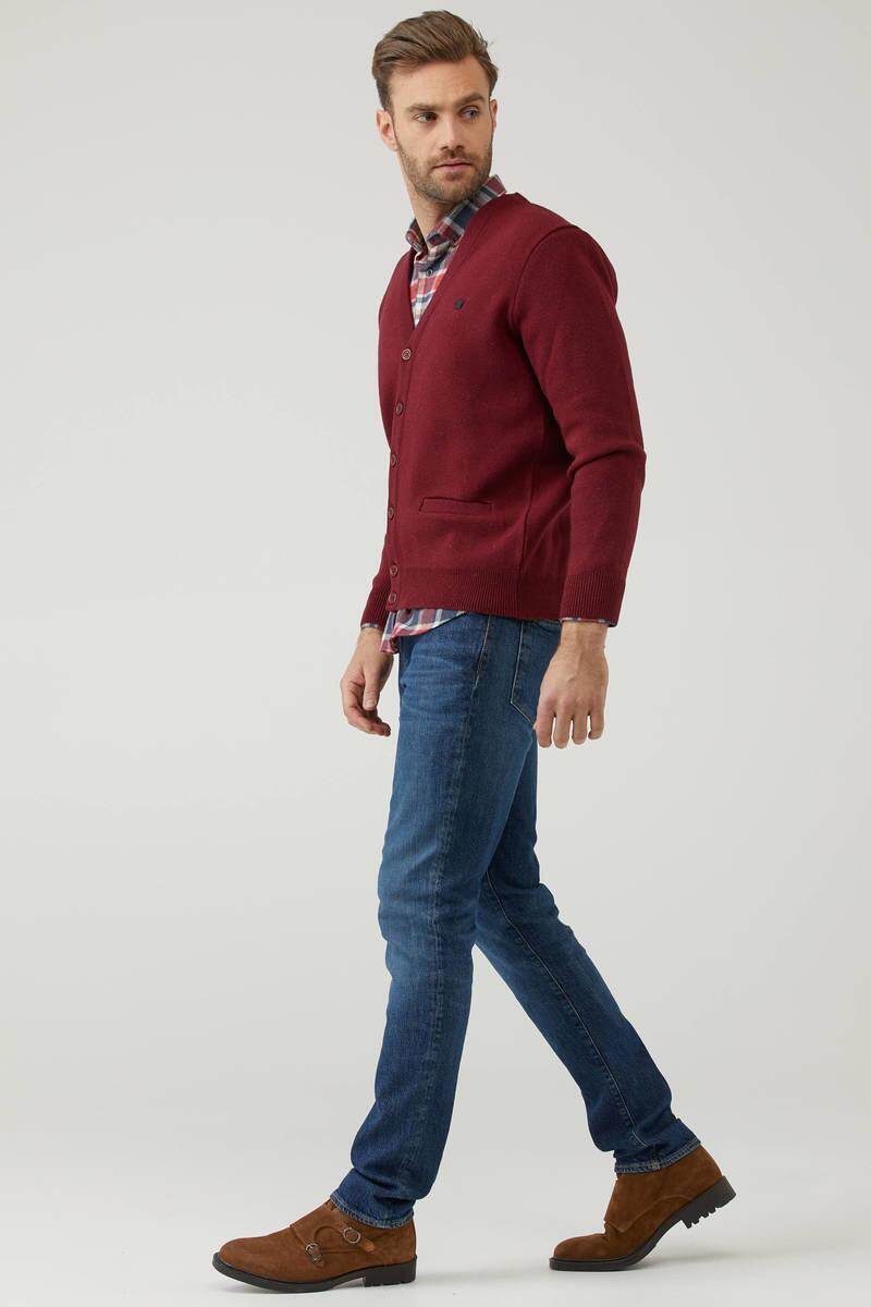 Erkek Cepli Triko Hırka - Bordo (3) Sementa