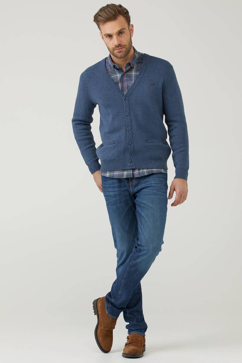 Erkek Cepli Triko Hırka - Indigo (1) Sementa