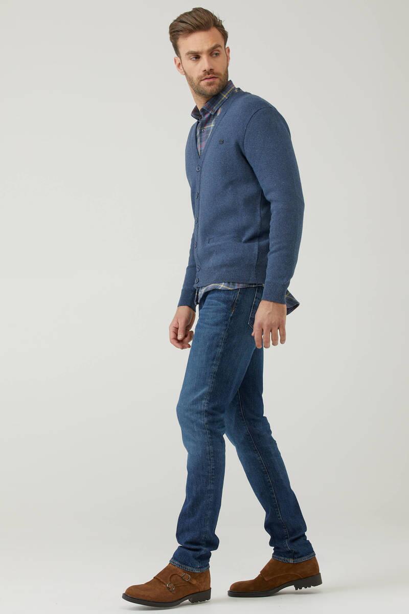 Erkek Cepli Triko Hırka - Indigo (2) Sementa