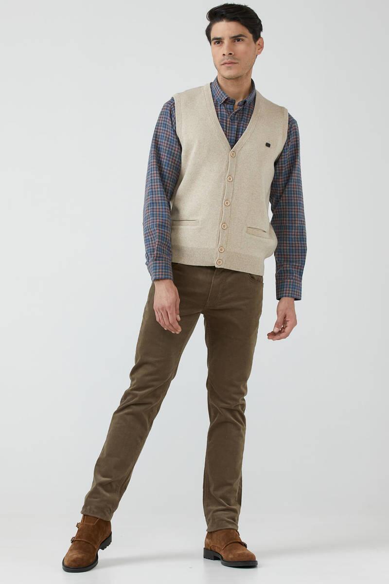 Erkek Çift Cepli Triko Yelek - Bej (1) Sementa
