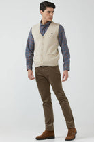 Erkek Çift Cepli Triko Yelek - Bej (2) Sementa