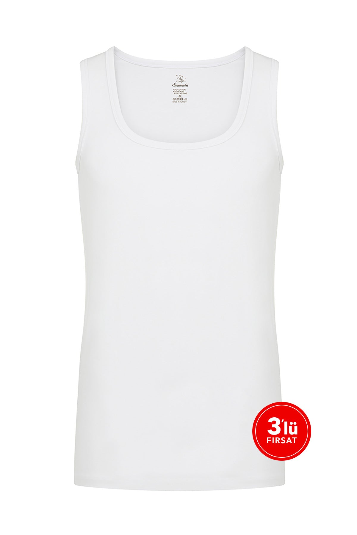 Erkek Modal Strech Spor Atlet 3'lü Paket - Beyaz (1) Sementa