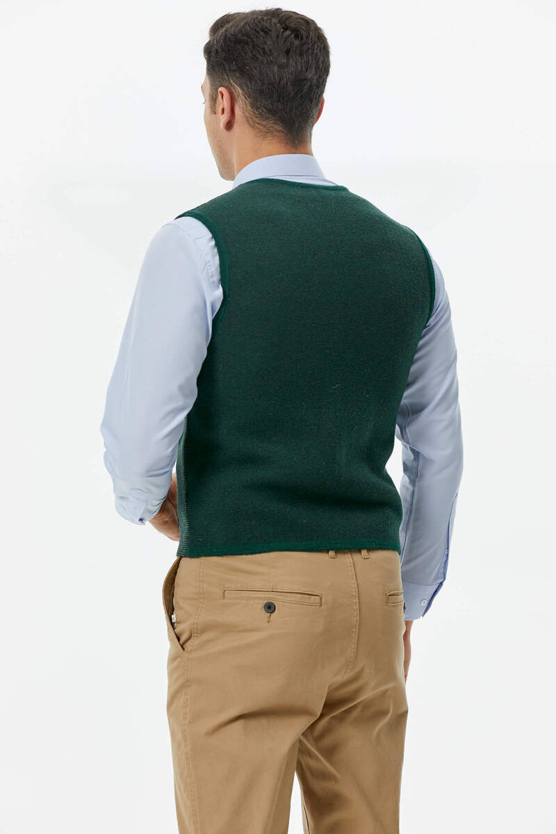 Fileto Cepli Düğmeli Yelek - Yeşil (3) Sementa