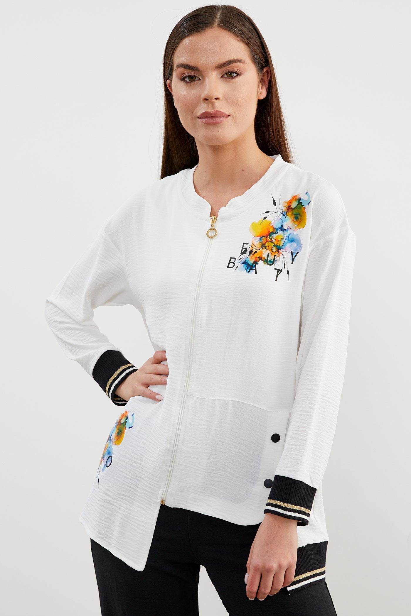 Geniş Beden Baskı Detaylı Krep Takım - Siyah (3) Sementa