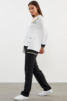 Geniş Beden Baskı Detaylı Krep Takım - Siyah (5) Sementa