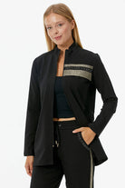 Geniş Kalıp Dik Yaka Taş Detaylı Eşofman Takım - Siyah (1) Sementa