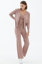 İçi Croplu Üçlü Triko Takım - Pudra (1) Sementa