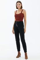 Kadın Cepli Triko Pantolon - Siyah (1) Sementa