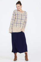 Kadın Desenli Triko Kazak - Bej (2) Sementa