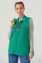 Kadın Fermuarlı Triko Yelek - Yeşil (1) Sementa