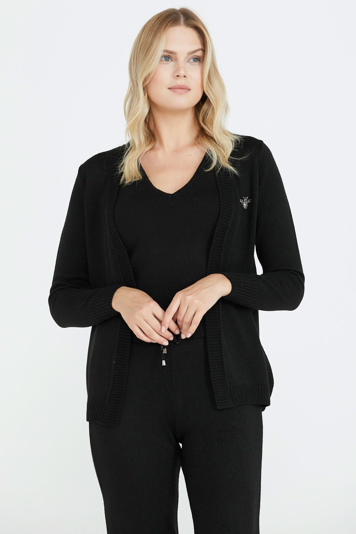 Kadın Üçlü Triko Takım - Siyah (2) Sementa